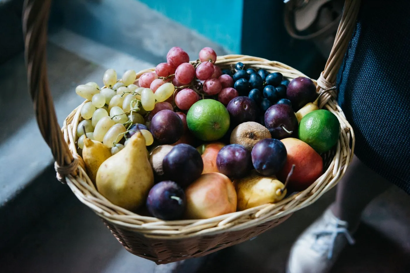 A basket of fresh seasonal fruit