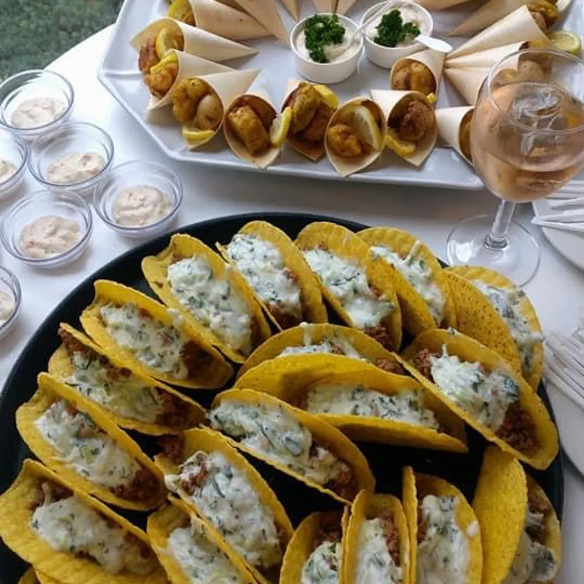 Taco platter & cone canapés